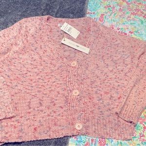 Pink short cardigan sweater